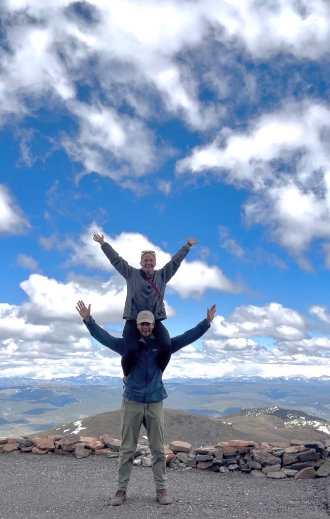 Blue skies on the top of a hike!